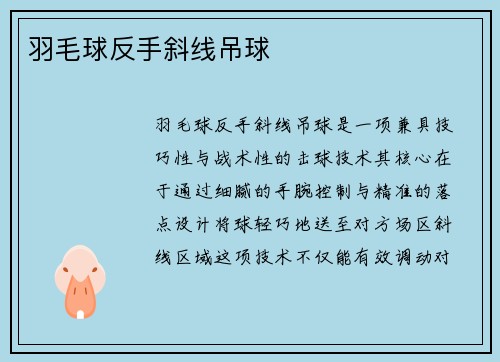 羽毛球反手斜线吊球